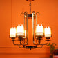 JS-VP S-321-6W Multi-Arm Chandelier 6xE27 Mild Steel & Glass Material Dark Brown, Gold & Champaign Finish
