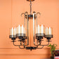JS-VP S-313-6HL Multi-Arm Chandelier 6xE27 Mild Steel & Glass Material Dark Brown, Gold & Champaign Finish