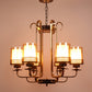 JS-VP S-321-6W Multi-Arm Chandelier 6xE27 Mild Steel & Glass Material Dark Brown, Gold & Champaign Finish