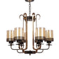 JS-VP S-313-6HL Multi-Arm Chandelier 6xE27 Mild Steel & Glass Material Dark Brown, Gold & Champaign Finish
