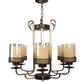 JS-VP S-313-6HL Multi-Arm Chandelier 6xE27 Mild Steel & Glass Material Dark Brown, Gold & Champaign Finish