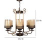 JS-VP S-321-6W Multi-Arm Chandelier 6xE27 Mild Steel & Glass Material Dark Brown, Gold & Champaign Finish