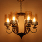 JS-VP S-336-6LP Modern Chandeliers 6xE27 Mild Steel & Glass Material Dark Brown, Gold & Champaign Finish