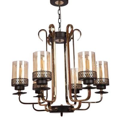 JS-VP S-313-6LP Modern Chandeliers 6xE27 Mild Steel & Glass Material Black Gold & Champaign Finish