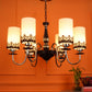 JS-VP S-337-6LP Multi-Arm Chandelier 6xE27 Mild Steel & Glass Material Brown Chrome & White Finish