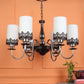 JS-VP S-337-6LP Multi-Arm Chandelier 6xE27 Mild Steel & Glass Material Brown Chrome & White Finish