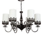 JS-VP S-337-6LP Multi-Arm Chandelier 6xE27 Mild Steel & Glass Material Brown Chrome & White Finish