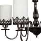 JS-VP S-337-6LP Multi-Arm Chandelier 6xE27 Mild Steel & Glass Material Brown Chrome & White Finish