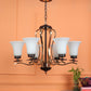 JS-VP S-339-6Lp Multi-Arm Chandelier 6xE27 Mild Steel & Glass Material Dark Brown, Gold & White Finish