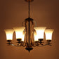 JS-VP S-339-6Lp Multi-Arm Chandelier 6xE27 Mild Steel & Glass Material Dark Brown, Gold & White Finish