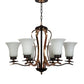 JS-VP S-339-6Lp Multi-Arm Chandelier 6xE27 Mild Steel & Glass Material Dark Brown, Gold & White Finish