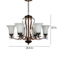 JS-VP S-339-6Lp Multi-Arm Chandelier 6xE27 Mild Steel & Glass Material Dark Brown, Gold & White Finish
