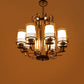 JS-VP S-313-8HL Multi-Arm Chandelier 8xE27 Mild Steel & Glass Material dark brown, gold & Champaign Finish