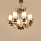 JS-VP S-313-8HL Multi-Arm Chandelier 8xE27 Mild Steel & Glass Material dark brown, gold & Champaign Finish