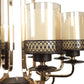 JS-VP S-313-8HL Multi-Arm Chandelier 8xE27 Mild Steel & Glass Material dark brown, gold & Champaign Finish