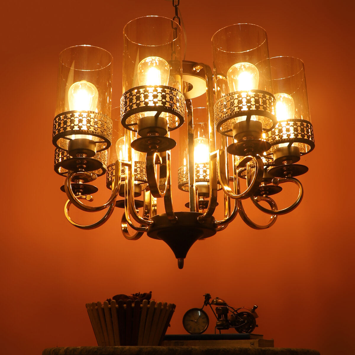 Dark Brown & Champagne Chandelier Suite