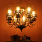 JS-VP S-336-8LP Multi-Arm Chandelier 8xE27 Mild Steel & Glass Material dark brown, gold & Champaign Finish