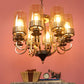 JS-VP S-336-8LP Multi-Arm Chandelier 8xE27 Mild Steel & Glass Material dark brown, gold & Champaign Finish