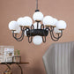 JS-VP S-358-13LP Modern Chandeliers 13xE27 Mild Steel & Glass Material Brown, Gold & White Finish