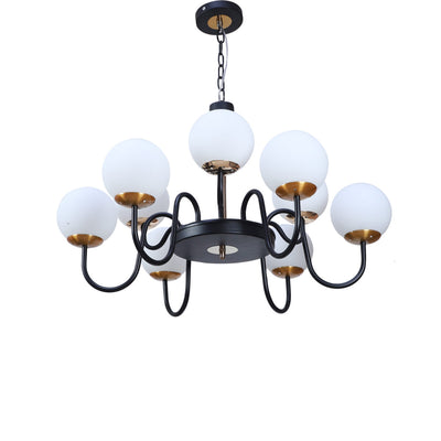 JS-VP S-358-9LP Modern Chandeliers 9xE27 Mild Steel & Glass Material Brown, Gold & White Finish