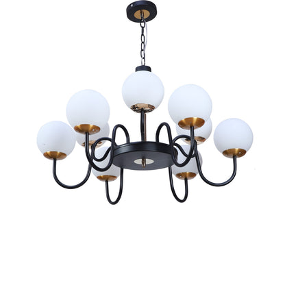 JS-VP S-358-9LP Modern Chandeliers 9xE27 Mild Steel & Glass Material Brown, Gold & White Finish