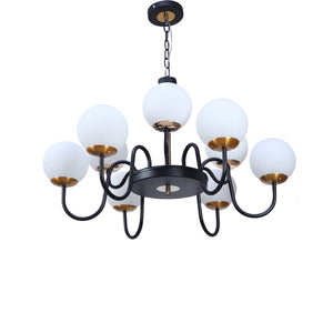 JS-VP S-358-9LP Modern Chandeliers 9xE27 Mild Steel & Glass Material Brown, Gold & White Finish