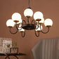JS-VP S-358-9LP Modern Chandeliers 9xE27 Mild Steel & Glass Material Brown, Gold & White Finish