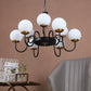 JS-VP S-358-9LP Modern Chandeliers 9xE27 Mild Steel & Glass Material Brown, Gold & White Finish