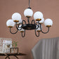 JS-VP S-358-9LP Modern Chandeliers 9xE27 Mild Steel & Glass Material Brown, Gold & White Finish