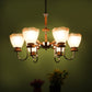 JS-VP M-207-5LP Rectangular Chandeliers 5xE27 Mild Steel & Glass Material Antique & Champaign Finish