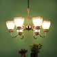 JS-VP M-207-5LP Rectangular Chandeliers 5xE27 Mild Steel & Glass Material Antique & Champaign Finish