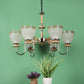 JS-VP M-207-5LP Rectangular Chandeliers 5xE27 Mild Steel & Glass Material Antique & Champaign Finish
