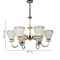JS-VP M-207-5LP Rectangular Chandeliers 5xE27 Mild Steel & Glass Material Antique & Champaign Finish