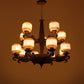 JS-VP M-208-5LP Rectangular Chandeliers 5xE27 Mild Steel & Glass Material Antique & Champaign Finish