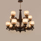 JS-VP M-208-5LP Rectangular Chandeliers 5xE27 Mild Steel & Glass Material Antique & Champaign Finish