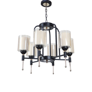JS-VP S-359-6LP Modern Chandeliers 6xE27 Mild Steel & Glass Material Brown, Gold & White Finish