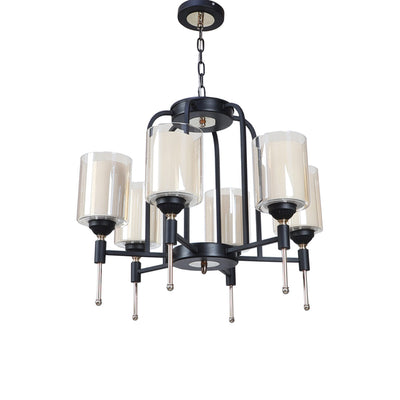 JS-VP S-359-6LP Modern Chandeliers 6xE27 Mild Steel & Glass Material Brown, Gold & White Finish