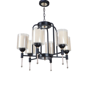 JS-VP S-359-6LP Modern Chandeliers 6xE27 Mild Steel & Glass Material Brown, Gold & White Finish