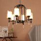 JS-VP S-359-6LP Modern Chandeliers 6xE27 Mild Steel & Glass Material Brown, Gold & White Finish