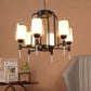 JS-VP S-359-6LP Modern Chandeliers 6xE27 Mild Steel & Glass Material Brown, Gold & White Finish