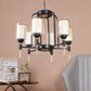 JS-VP M-209-5LP Rectangular Chandeliers 5xE27 Mild Steel & Glass Material Antique & Champaign Finish