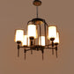 JS-VP S-359-6LP Modern Chandeliers 6xE27 Mild Steel & Glass Material Brown, Gold & White Finish