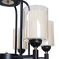 JS-VP M-209-5LP Rectangular Chandeliers 5xE27 Mild Steel & Glass Material Antique & Champaign Finish