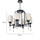 JS-VP M-209-5LP Rectangular Chandeliers 5xE27 Mild Steel & Glass Material Antique & Champaign Finish