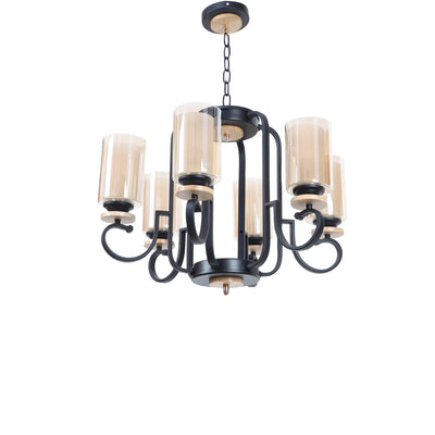 JS-VP S-361-6LP Modern Chandeliers 6xE27 Mild Steel & Glass Material Brown & Golden Finish