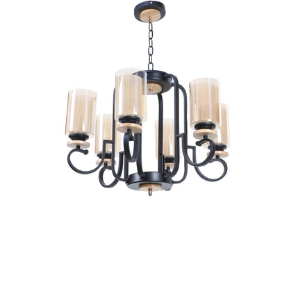 JS-VP S-361-6LP Modern Chandeliers 6xE27 Mild Steel & Glass Material Brown & Golden Finish