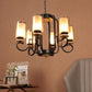 JS-VP S-361-6LP Modern Chandeliers 6xE27 Mild Steel & Glass Material Brown & Golden Finish