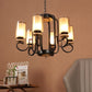 JS-VP S-361-6LP Modern Chandeliers 6xE27 Mild Steel & Glass Material Brown & Golden Finish