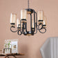 JS-VP M-211-1LP Glass Hanging Lights 1xE27 Mild Steel, Wood & Glass Material Brown & White Finish