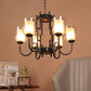 JS-VP S-362-6LP Multi-Arm Chandelier 6xE27 Mild Steel & Glass Material Brown,Gold & Golden Finish